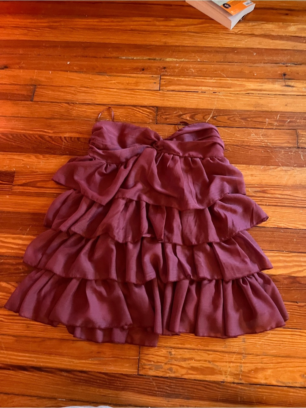 Missguided + Burgundy Ruffle Tiered Strapless Mini Dress